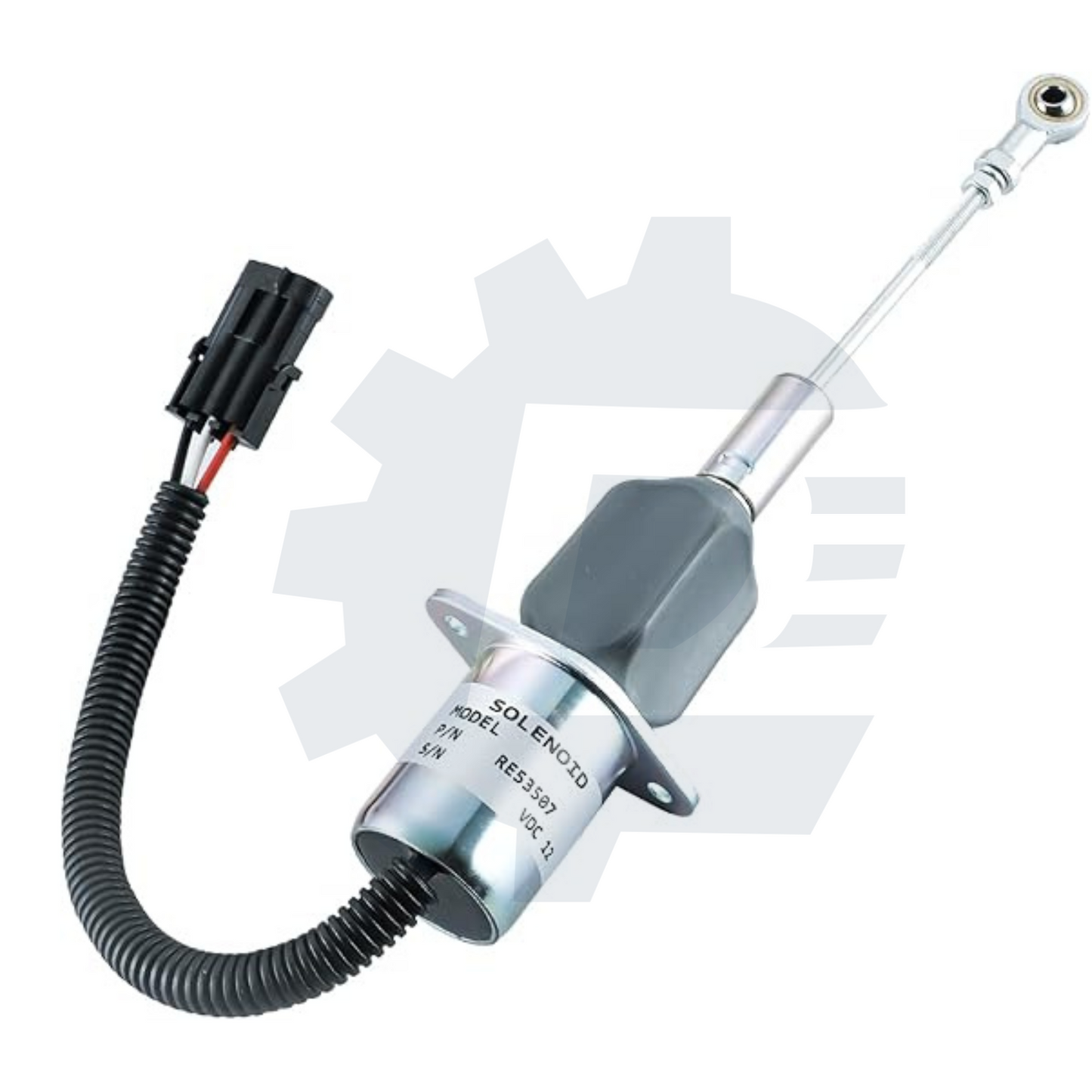 12V electric fuel shut off run solenoid RE53507 compatible with John Deere 4555 4560 4755 4760 4955 4960 8560 8760 8960 9965 9970 replacement