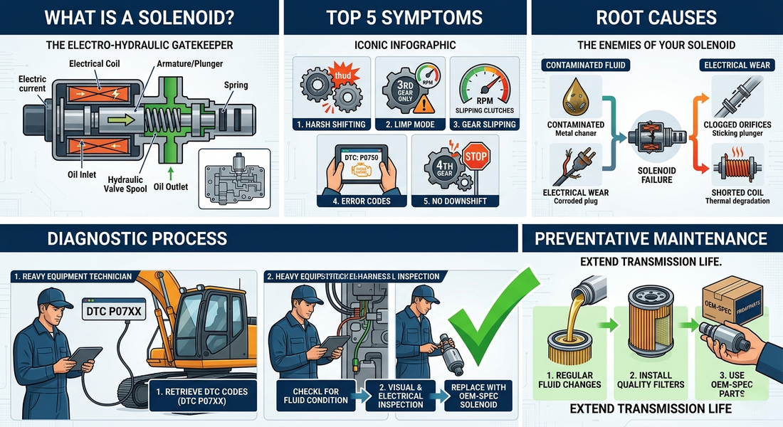 Heavy Equipment Diagnostics: 5 Signs of a Failing Transmission Solenoid