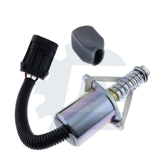 Bobcat fuel shut off solenoid part #6681513. Fits a wide range of Bobcat skid-steer loaders and compact track loaders including S100, S130, S150, S160, S175, S185, S205, S220, S250, S300, S450, S510, S530, S550, S570, S590, S595, S630, S650, S740, S750, S770, 450, 453, 463, 553, 653, 751, 753, 763, 773, 853, 863, 873, 883, and 953 models.