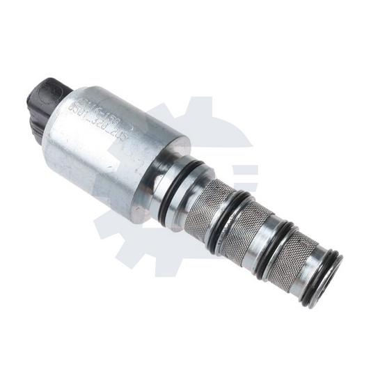 John Deere 12V solenoid valve part #AL158332, also compatible with #17616-6857. Fits John Deere tractor models 5080R, 5090R, 5100R, 6100, 6200, 6300, 6405, 6506, 6605, 6800, 7130, 7230, SE6010, and SE6320